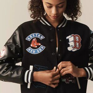 NWT Anthropologie x Wild Collective MLB Sequin Bomber Jacket Red Sox Sold Out